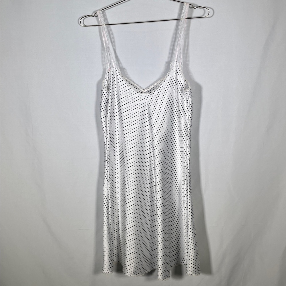 PINK BY FRANKIES BIKINIS SCOUT CREPE MINI DRESS BLACK WHITE POLKA DOT LARGE - Picture 7 of 9